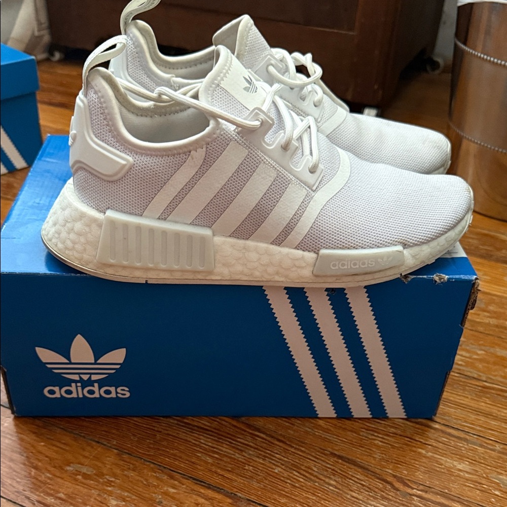 Women adidas white NMD_R1 prime blue